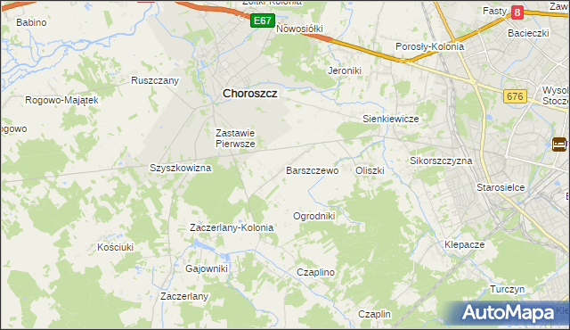 mapa Barszczewo gmina Choroszcz, Barszczewo gmina Choroszcz na mapie Targeo
