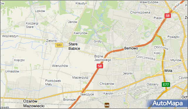 mapa Blizne Jasińskiego, Blizne Jasińskiego na mapie Targeo