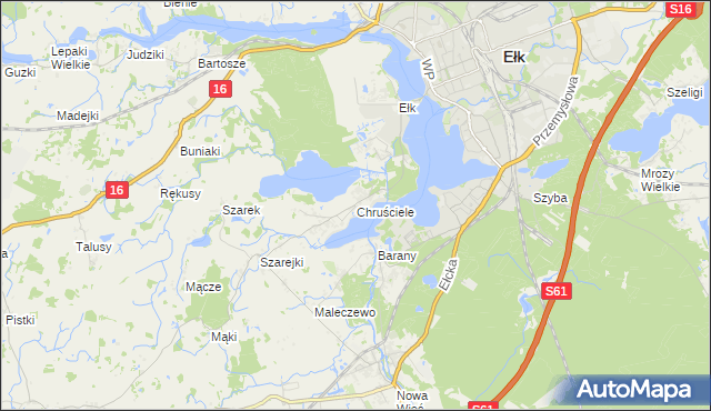 mapa Chruściele gmina Ełk, Chruściele gmina Ełk na mapie Targeo