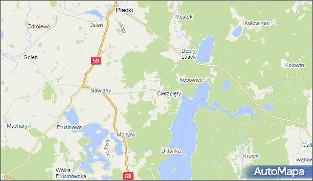 mapa Cierzpięty gmina Piecki, Cierzpięty gmina Piecki na mapie Targeo