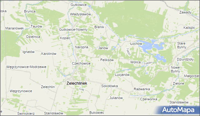 mapa Feliksów gmina Żelechlinek, Feliksów gmina Żelechlinek na mapie Targeo