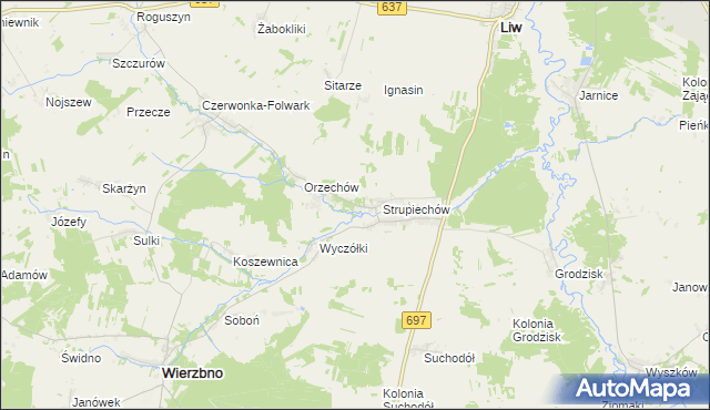 mapa Filipy gmina Wierzbno, Filipy gmina Wierzbno na mapie Targeo