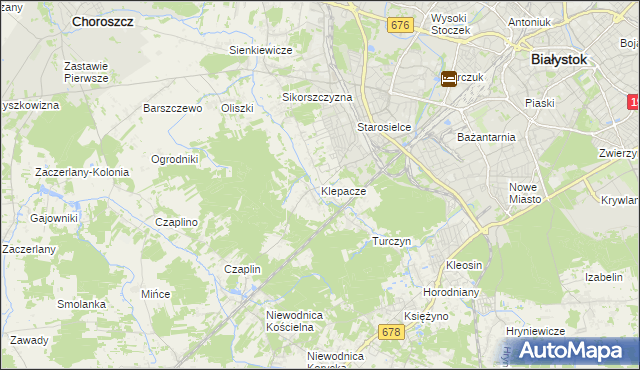 mapa Klepacze gmina Choroszcz, Klepacze gmina Choroszcz na mapie Targeo