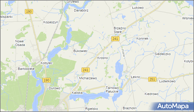 mapa Krosno gmina Wągrowiec, Krosno gmina Wągrowiec na mapie Targeo