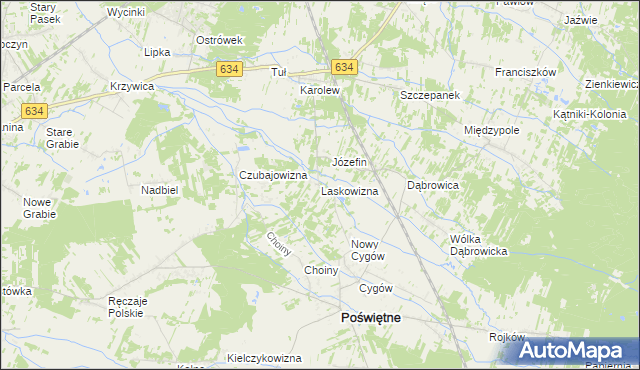 mapa Laskowizna gmina Poświętne, Laskowizna gmina Poświętne na mapie Targeo