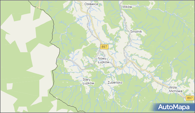 mapa Nowy Łupków, Nowy Łupków na mapie Targeo