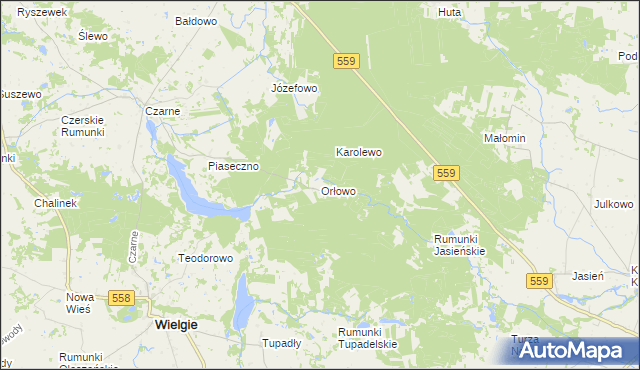 mapa Orłowo gmina Wielgie, Orłowo gmina Wielgie na mapie Targeo