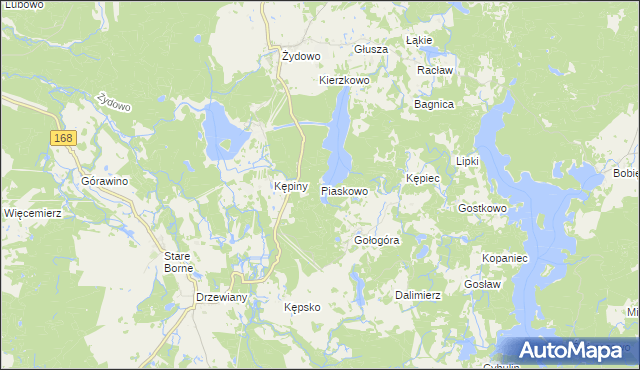 mapa Piaskowo gmina Polanów, Piaskowo gmina Polanów na mapie Targeo