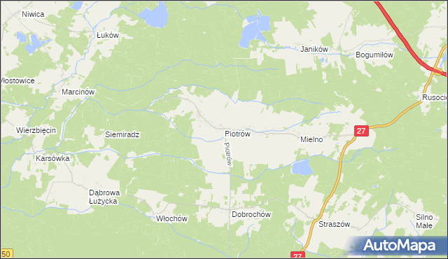 mapa Piotrów gmina Przewóz, Piotrów gmina Przewóz na mapie Targeo