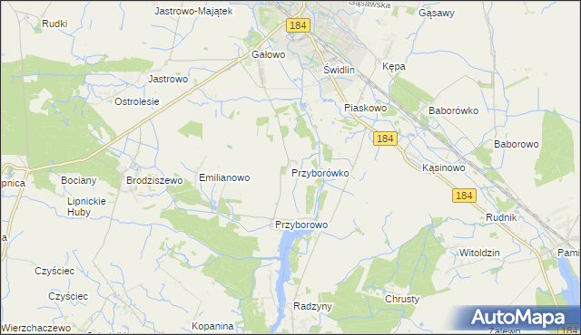 mapa Przyborówko, Przyborówko na mapie Targeo
