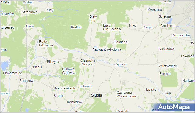 mapa Radwanów gmina Słupia Konecka, Radwanów gmina Słupia Konecka na mapie Targeo