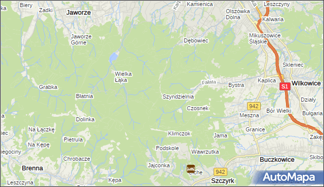 mapa Szyndzielnia, Szyndzielnia na mapie Targeo