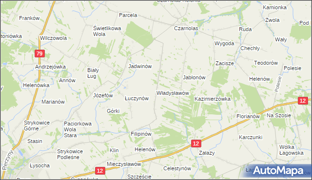 mapa Władysławów gmina Policzna, Władysławów gmina Policzna na mapie Targeo