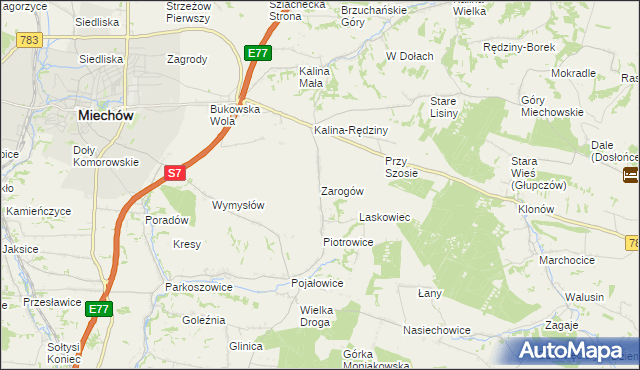 mapa Zarogów, Zarogów na mapie Targeo