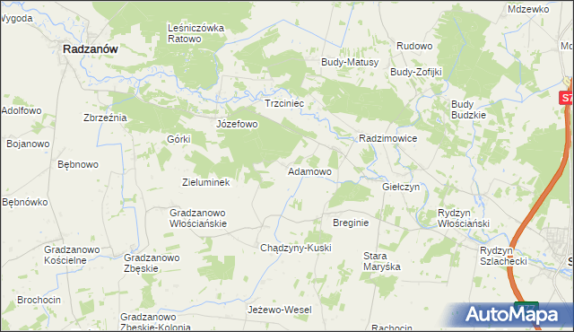 mapa Adamowo gmina Strzegowo, Adamowo gmina Strzegowo na mapie Targeo