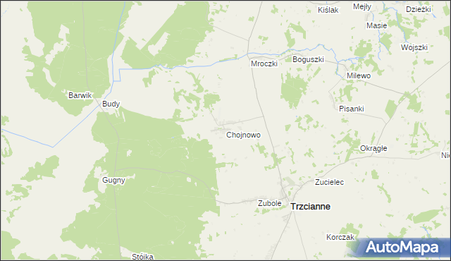 mapa Chojnowo gmina Trzcianne, Chojnowo gmina Trzcianne na mapie Targeo