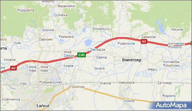 mapa Dębina gmina Białobrzegi, Dębina gmina Białobrzegi na mapie Targeo