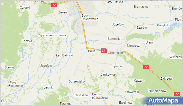 mapa Dominikowice gmina Poddębice, Dominikowice gmina Poddębice na mapie Targeo