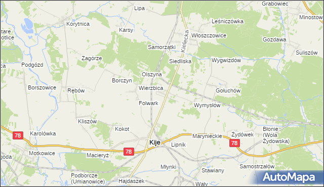 mapa Górki gmina Kije, Górki gmina Kije na mapie Targeo