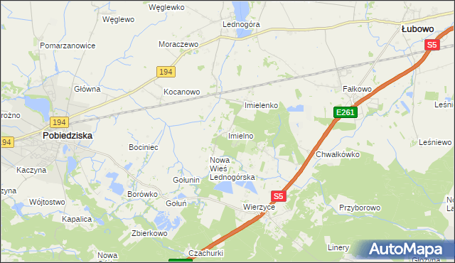 mapa Imielno gmina Łubowo, Imielno gmina Łubowo na mapie Targeo