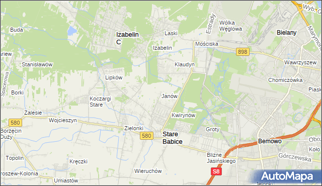 mapa Janów gmina Stare Babice, Janów gmina Stare Babice na mapie Targeo