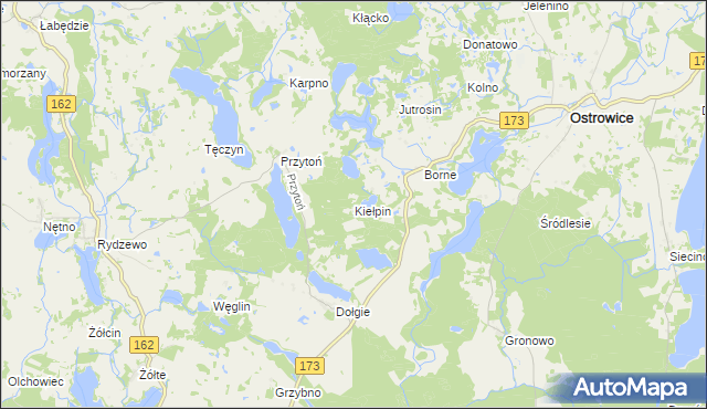 mapa Kiełpin gmina Ostrowice, Kiełpin gmina Ostrowice na mapie Targeo