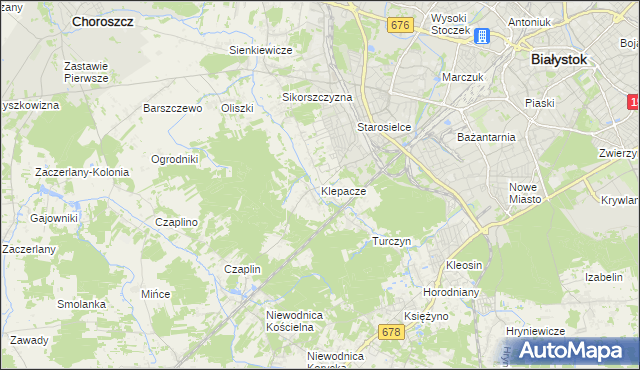 mapa Klepacze gmina Choroszcz, Klepacze gmina Choroszcz na mapie Targeo