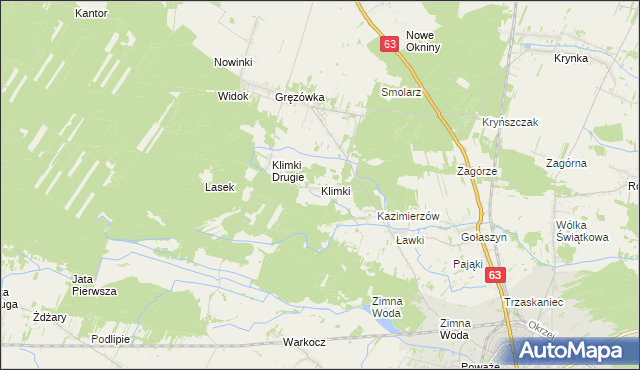 mapa Klimki gmina Łuków, Klimki gmina Łuków na mapie Targeo