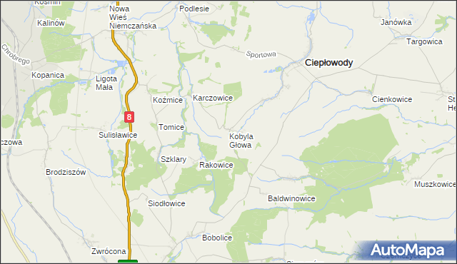 mapa Kobyla Głowa, Kobyla Głowa na mapie Targeo