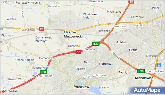mapa Konotopa gmina Ożarów Mazowiecki, Konotopa gmina Ożarów Mazowiecki na mapie Targeo
