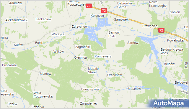 mapa Kontrewers gmina Dalików, Kontrewers gmina Dalików na mapie Targeo