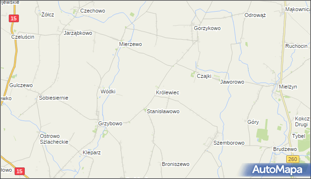 mapa Królewiec gmina Witkowo, Królewiec gmina Witkowo na mapie Targeo