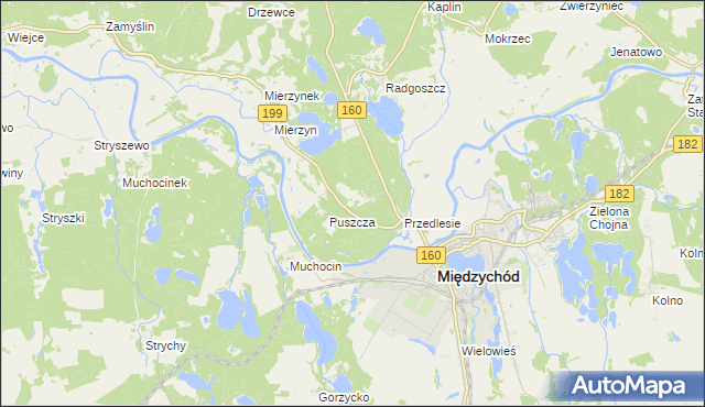 mapa Międzychód powiat międzychodzki, Międzychód powiat międzychodzki na mapie Targeo