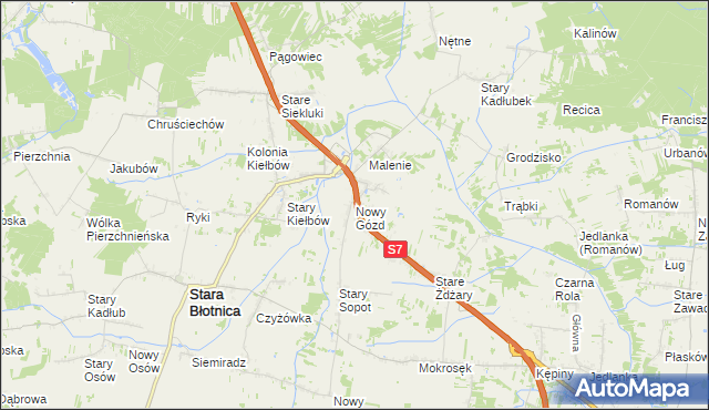 mapa Nowy Gózd, Nowy Gózd na mapie Targeo