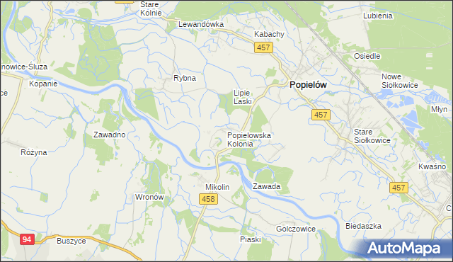 mapa Popielowska Kolonia, Popielowska Kolonia na mapie Targeo