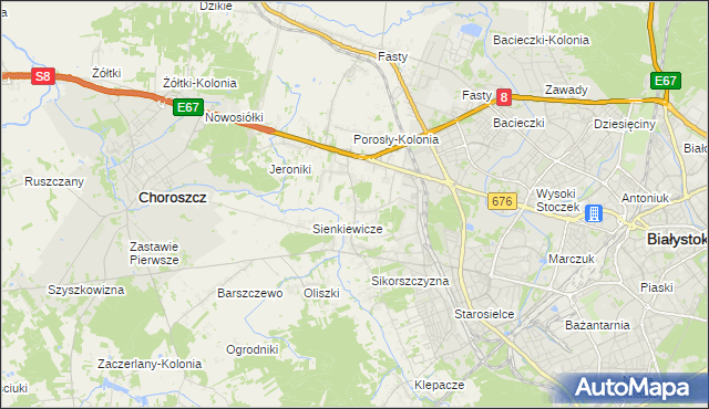 mapa Porosły, Porosły na mapie Targeo