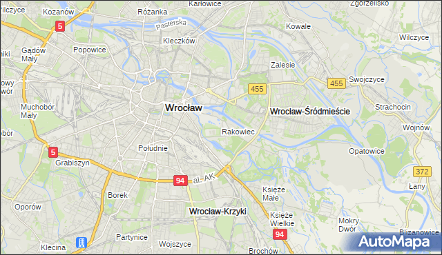 mapa Rakowiec gmina Wrocław, Rakowiec gmina Wrocław na mapie Targeo