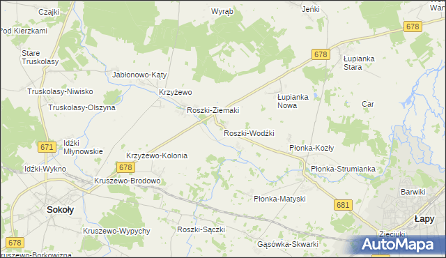 mapa Roszki-Wodźki, Roszki-Wodźki na mapie Targeo