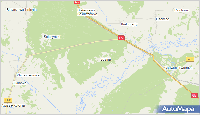 mapa Sośnia, Sośnia na mapie Targeo