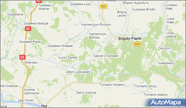 mapa Szpice-Chojnowo, Szpice-Chojnowo na mapie Targeo