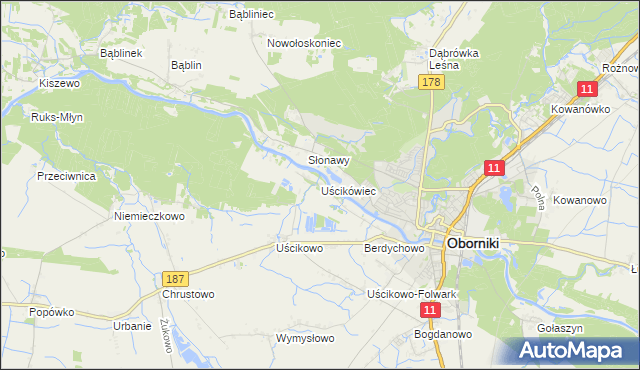 mapa Uścikówiec, Uścikówiec na mapie Targeo