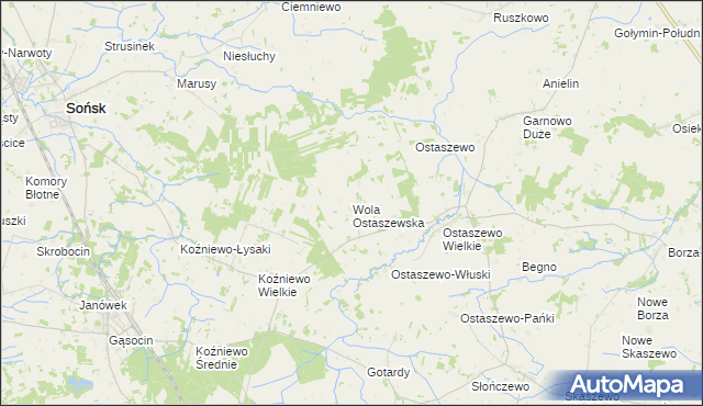 mapa Wola Ostaszewska, Wola Ostaszewska na mapie Targeo