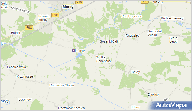 mapa Wólka Soseńska, Wólka Soseńska na mapie Targeo