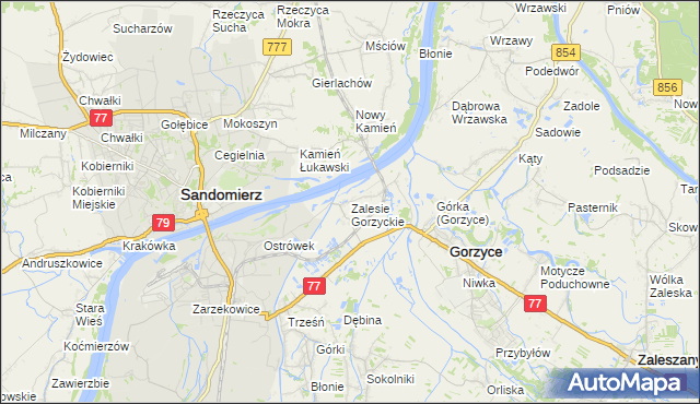 mapa Zalesie Gorzyckie, Zalesie Gorzyckie na mapie Targeo