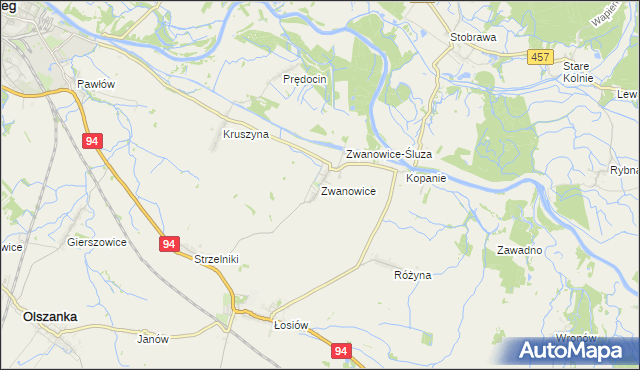 mapa Zwanowice gmina Skarbimierz, Zwanowice gmina Skarbimierz na mapie Targeo