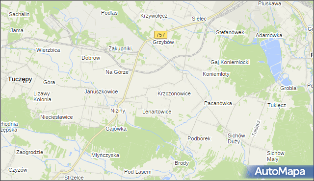 mapa Krzczonowice gmina Staszów, Krzczonowice gmina Staszów na mapie Targeo