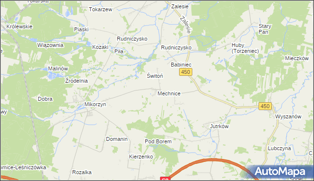 mapa Mechnice gmina Kępno, Mechnice gmina Kępno na mapie Targeo