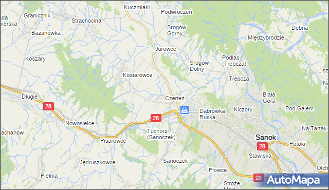 mapa Czerteż, Czerteż na mapie Targeo