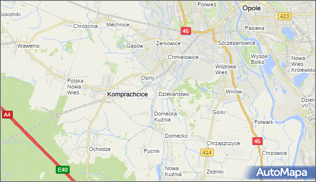 mapa Dziekaństwo, Dziekaństwo na mapie Targeo