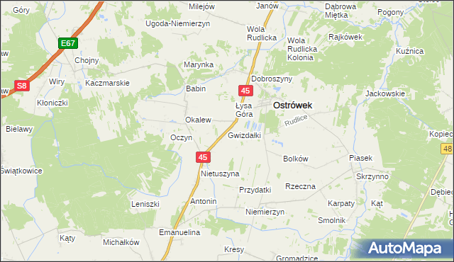 mapa Gwizdałki, Gwizdałki na mapie Targeo